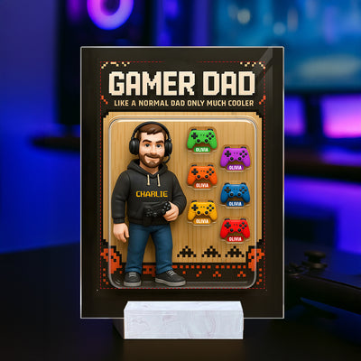Gamer Dad Cooler Custom Action Figure Personalized Acrylic Plaque, Father's Day Gift for Gamer Dad, Gift for Husband