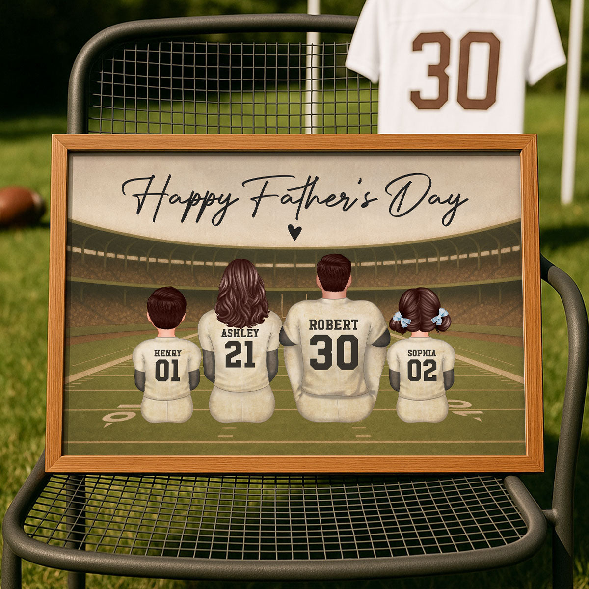 Retro Vintage American Football Daddy's Dream Team Personalized Poster| Unique Father's Day Gift For Dad