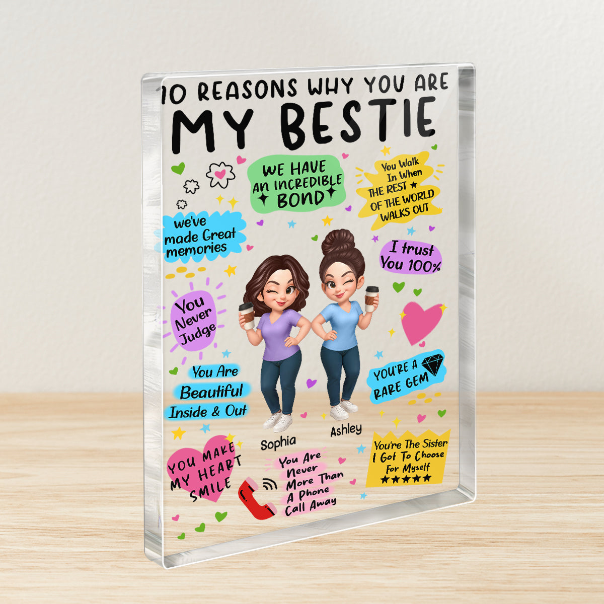 10 Reasons Why You Are My Besties Personalized Acrylic Block Plaque