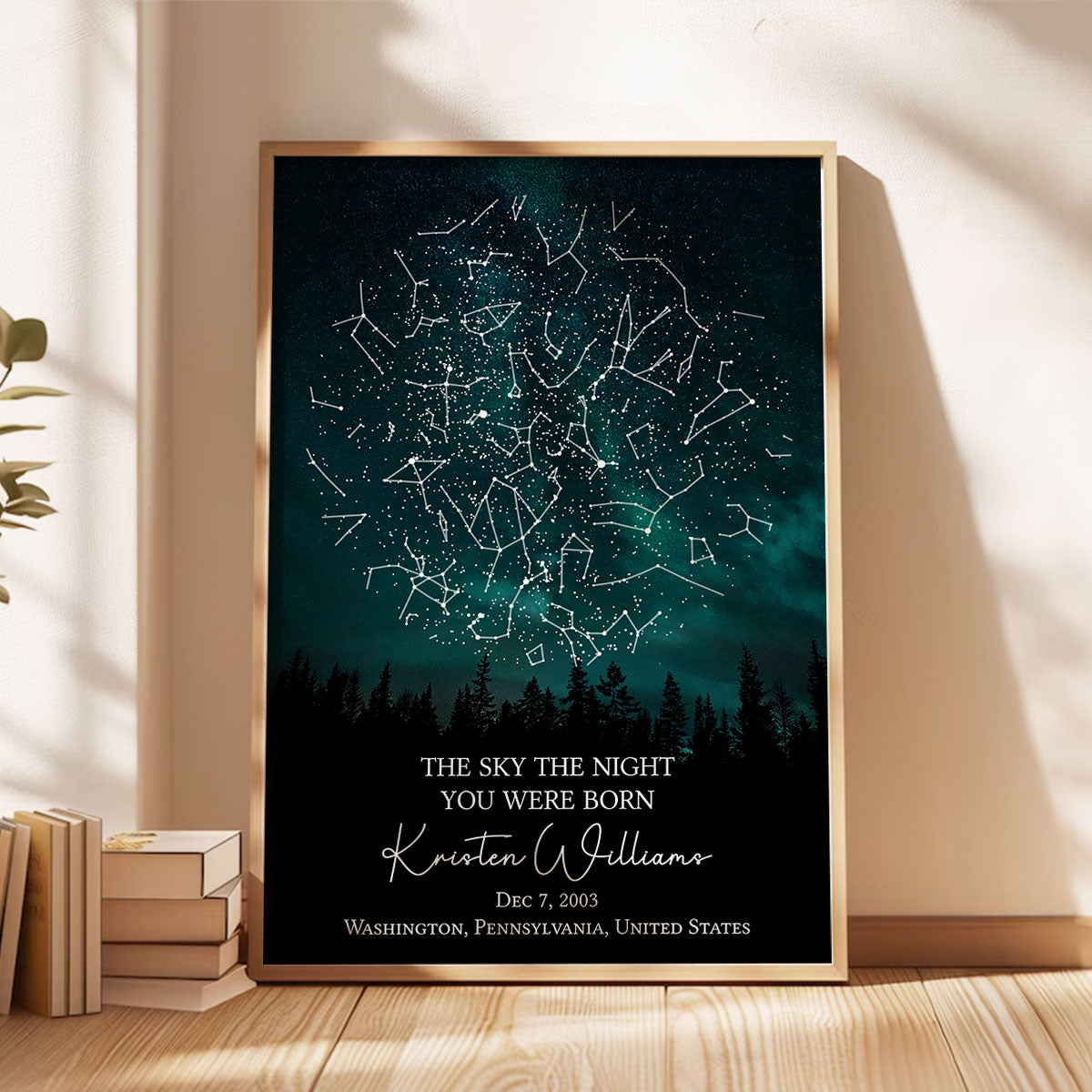 The Stars on the Night You Were Born Custom Star Map, Heartfelt Gift for Husband, Wife, Daughter, Son, Granddaughter, Grandson, Birthday Gift