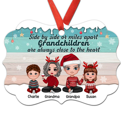 Side By Side Grandma Grandpa Doll Kids Personalized Christmas Ornament
