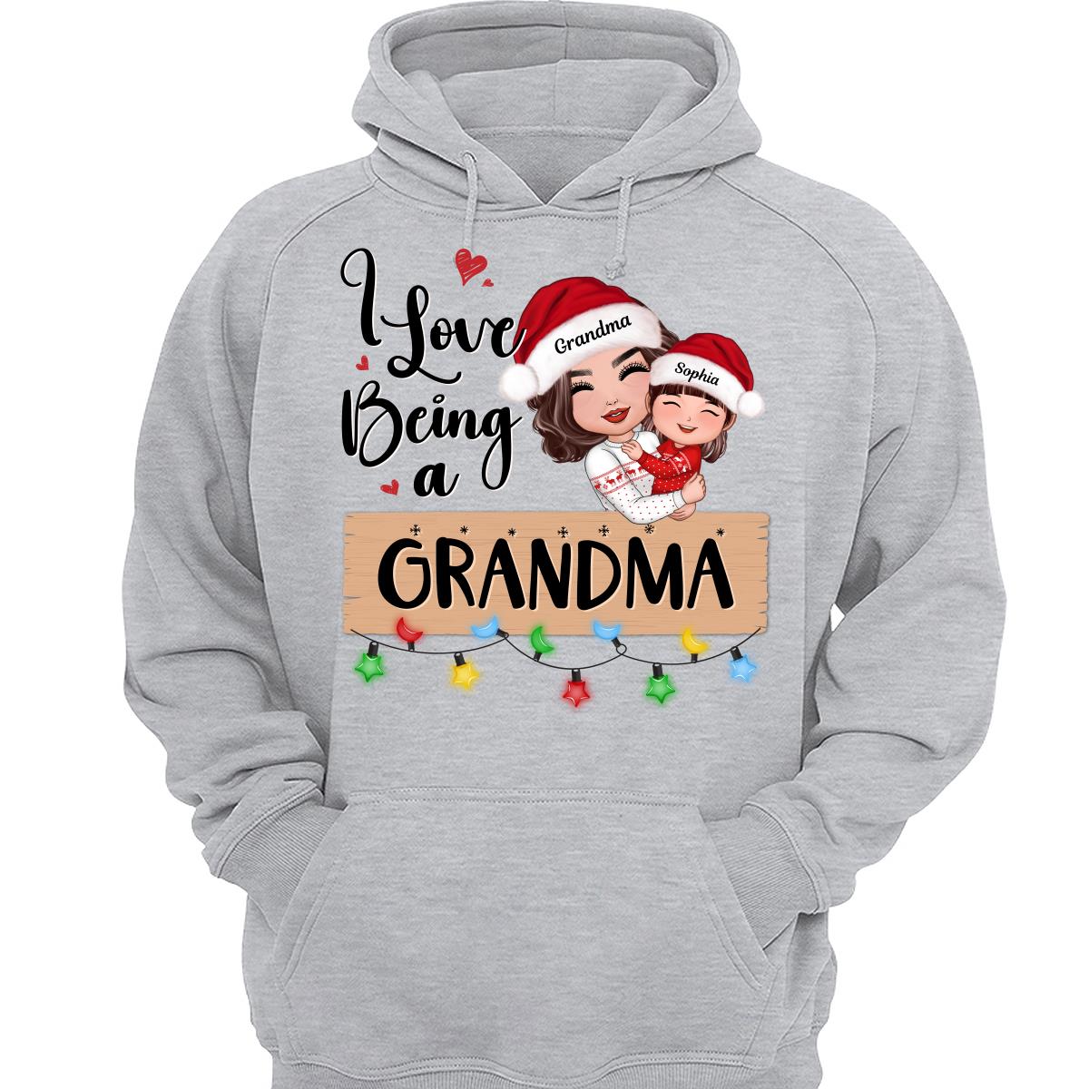 I Love Being A Grandma Hugging Grandkid Personalized Christmas Shirt