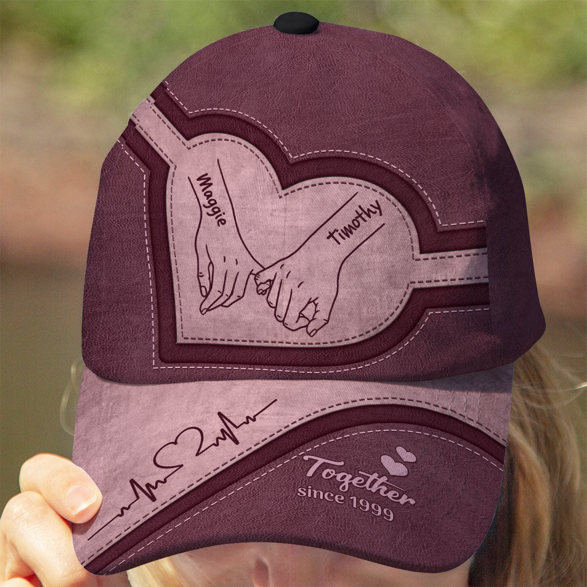 Couple Holding Hands Personalized Classic Cap, Gift For Him, Gift For Her