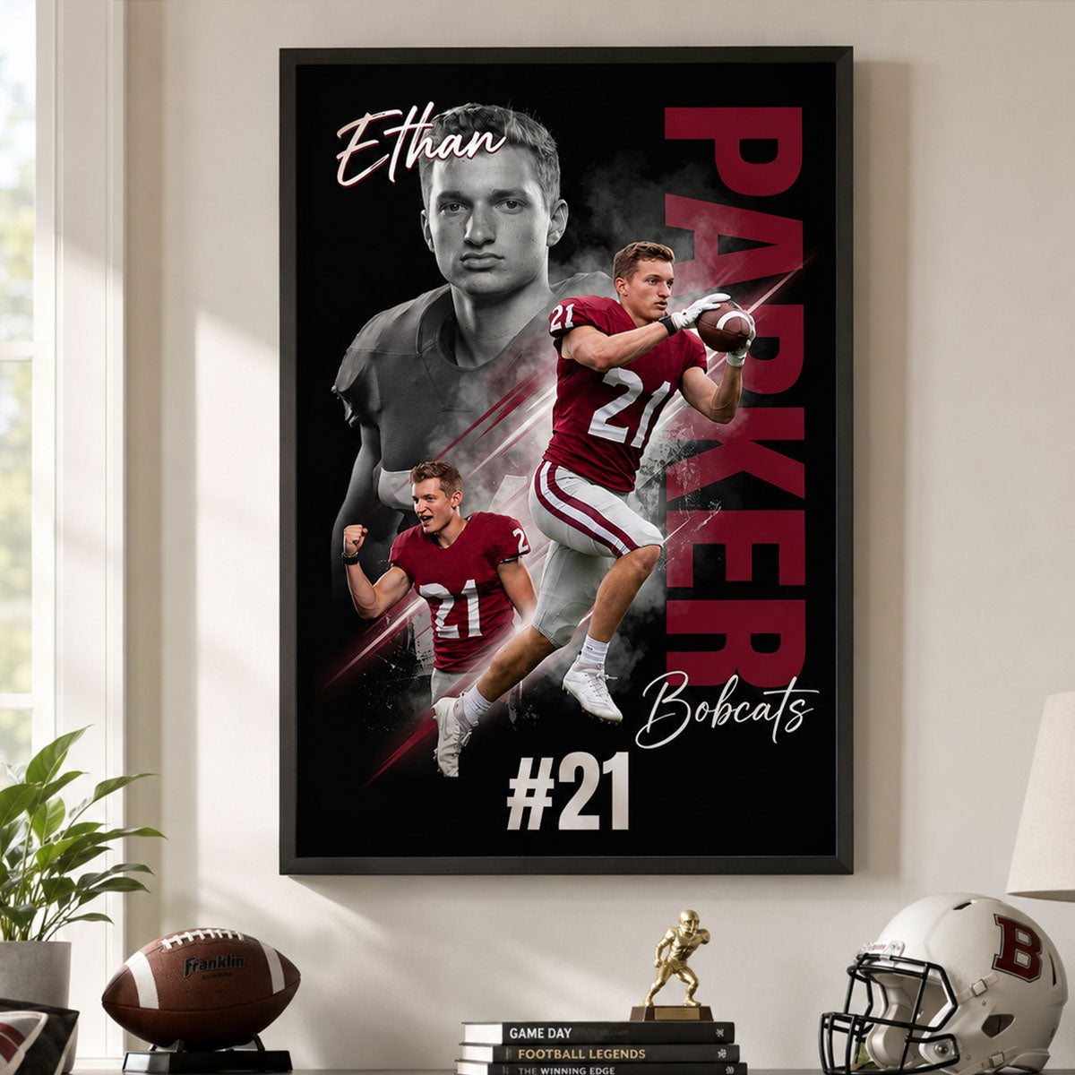 Custom Player Sport - Personalized Poster - Football Baseball Basketball Wall Art, Gift for Him, Boys Girls Room Decor
