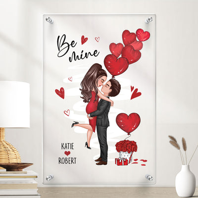 Be Mine Doll Couple Hugging Kissing Gift For Him Gift For Her Personalized Acrylic Board Wall Art
