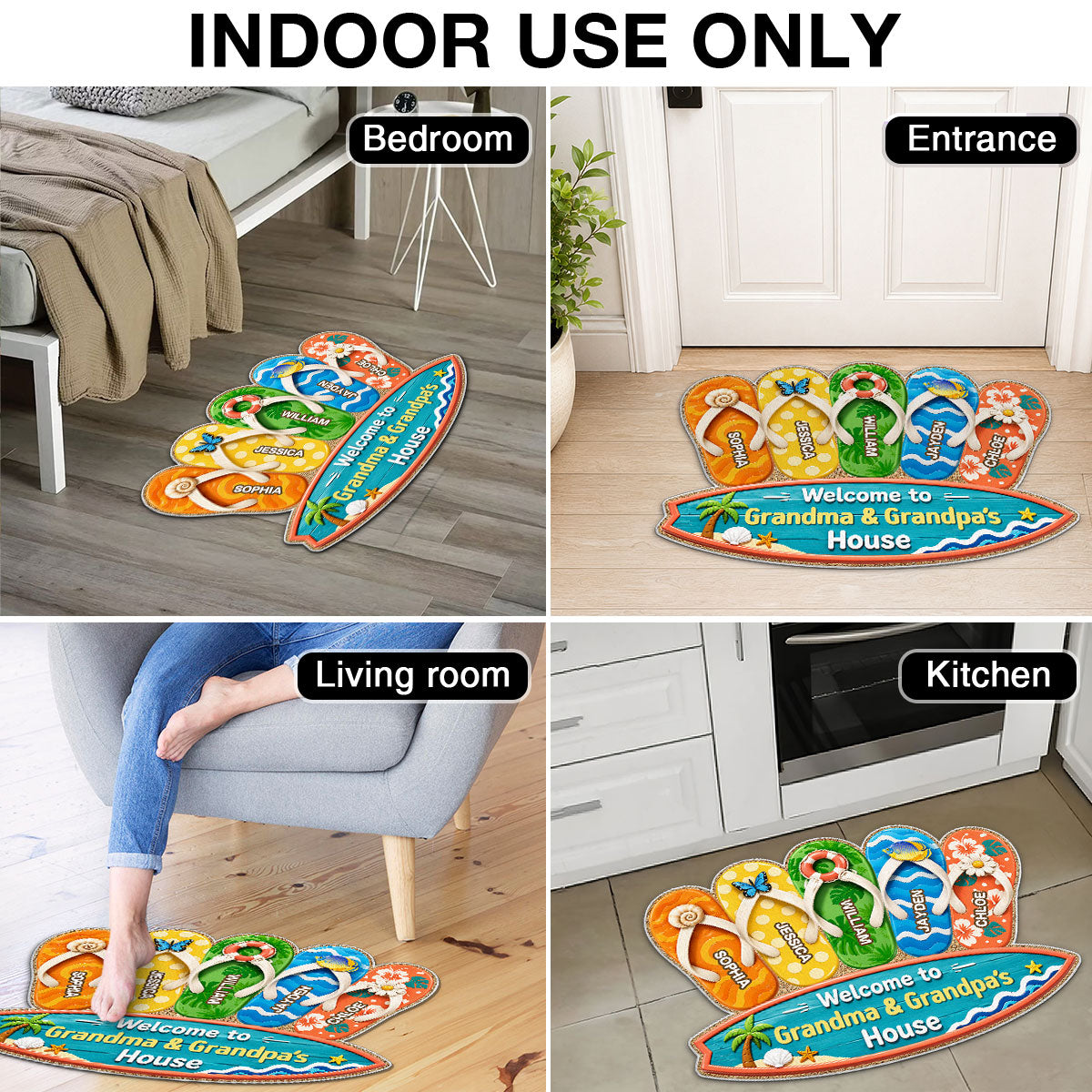 Hello Summer Vibe Welcome To Grandma Grandpa House - Personalized Doormat - Grandparents House Summer Decoration