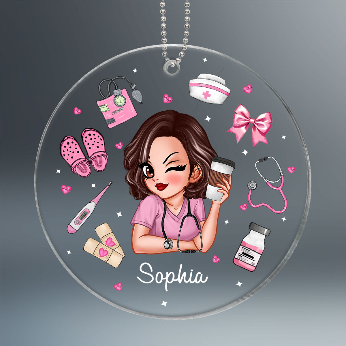 Nurse Things Coquette Style Personalized Acrylic Ornament