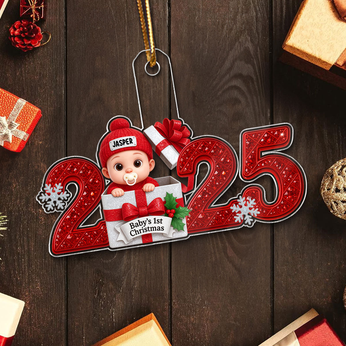 3D Shining Effect Baby's First Christmas - Personalized Acrylic Ornament