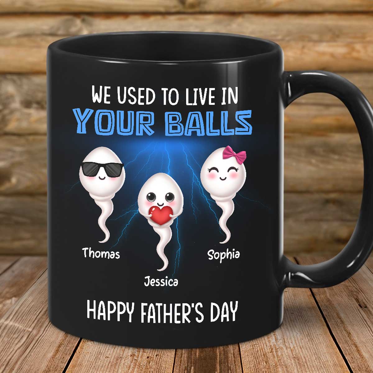 We Used To Lived In Your Balls Cute Little Kids Personalized Mug, Funny Father's Day Gift For Dad