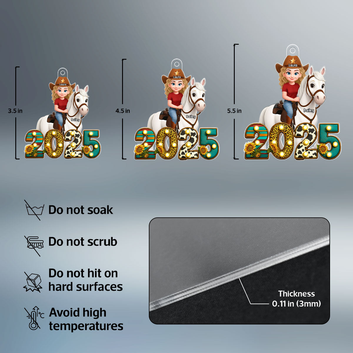 2025 Western Cowgirl And Her Horse 3D Effect - Personalized Acrylic Ornament
