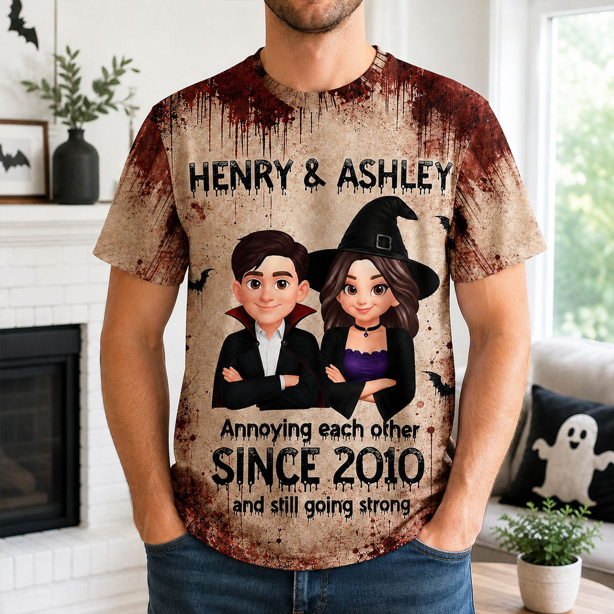 Couple Annoying Each Other - Personalized Shirt - Halloween Matching Shirts for Couple, Anniversary Gift for Him, for Her