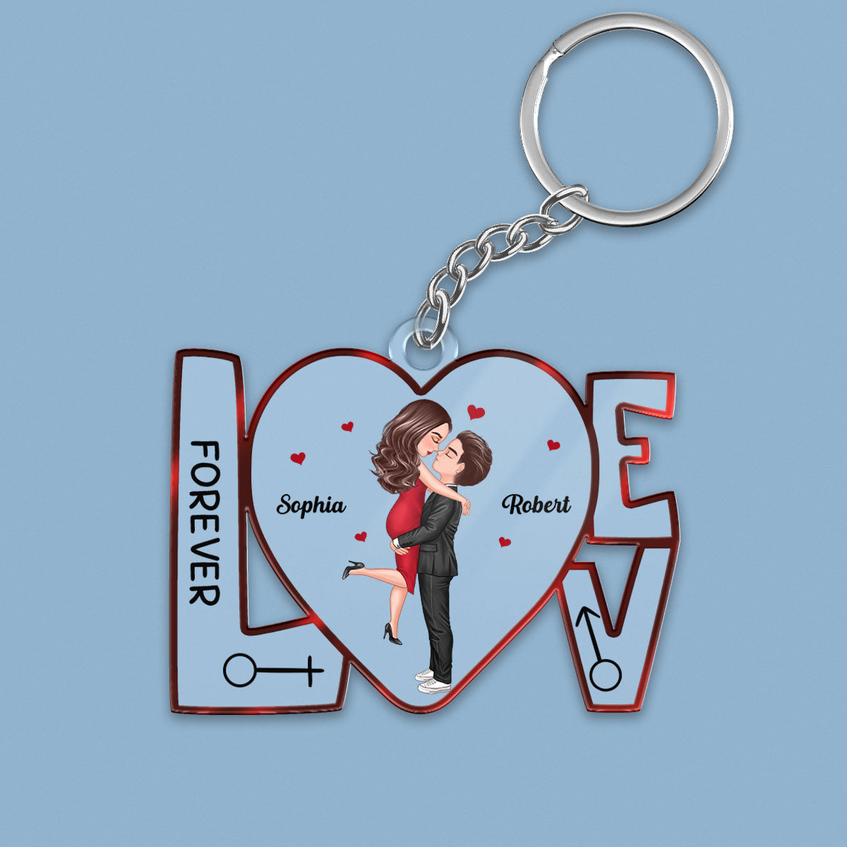 Hugging Kissing Couple In Love Anniversary Gift For Him Gift For Her Personalized Acrylic Keychain