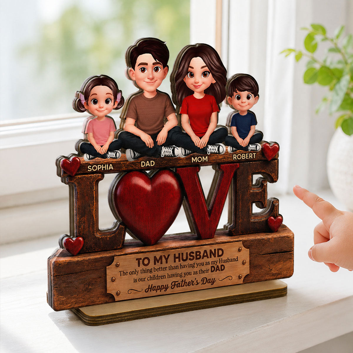 Forever Family Love To My Husband The Only Thing - Personalized 2-Layered Wooden Plaque - Father's Day Gift For Husband, Dad