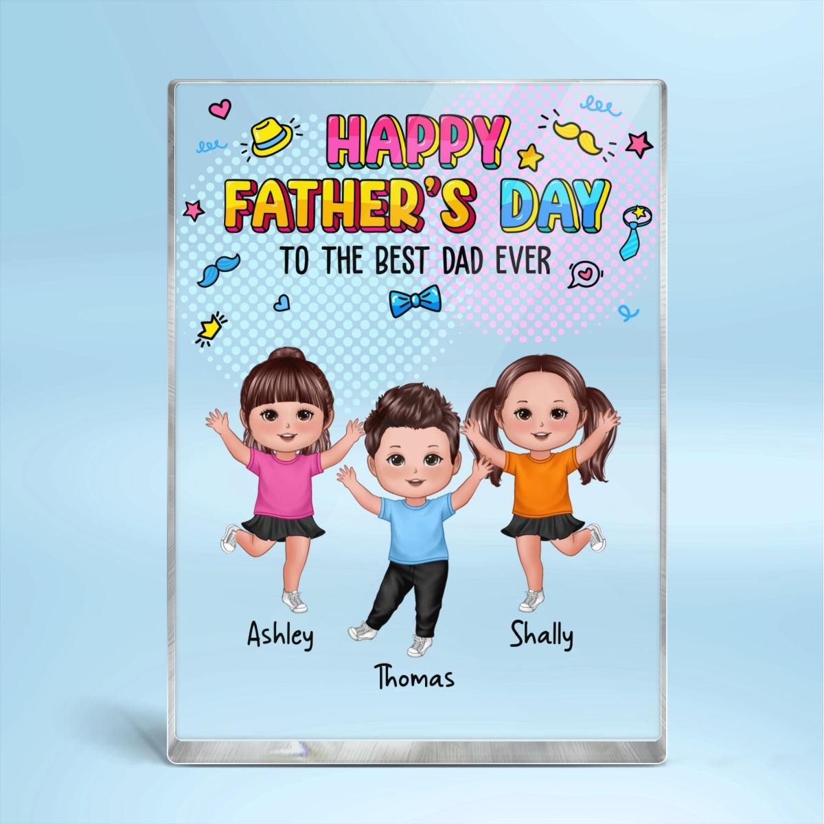 Happy Doll Kids Happy Father‘s Day Personalized Rectangle Acrylic Block Plaque