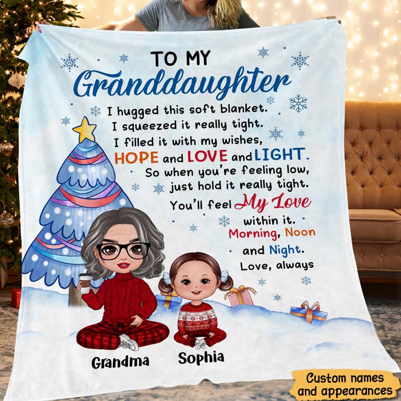 Winter Snow To My Granddaughter Grandson Personalized Fleece Blanket