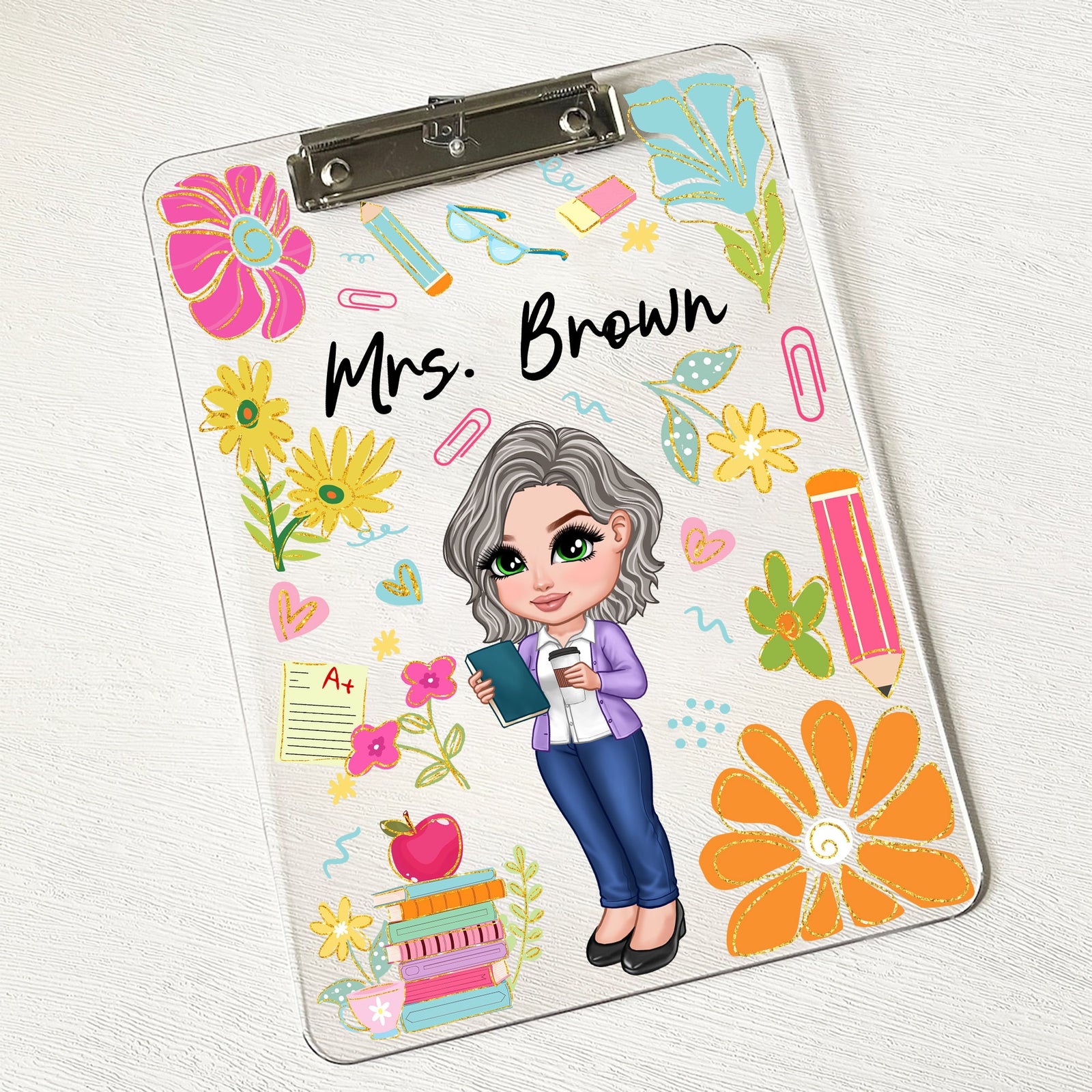 Boho Floral Teacher Personalized Clipboard, Teacher Appreciation Gift, , End Of Year Gift, Back To School Teacher Supplies