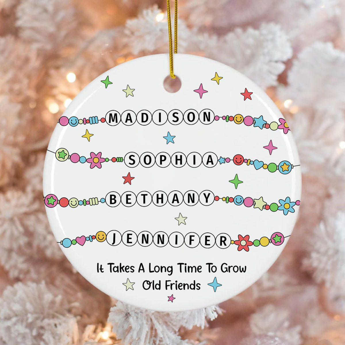 Besties Sisters Friends Bracelet Names Personalized Circle Ceramic Ornament