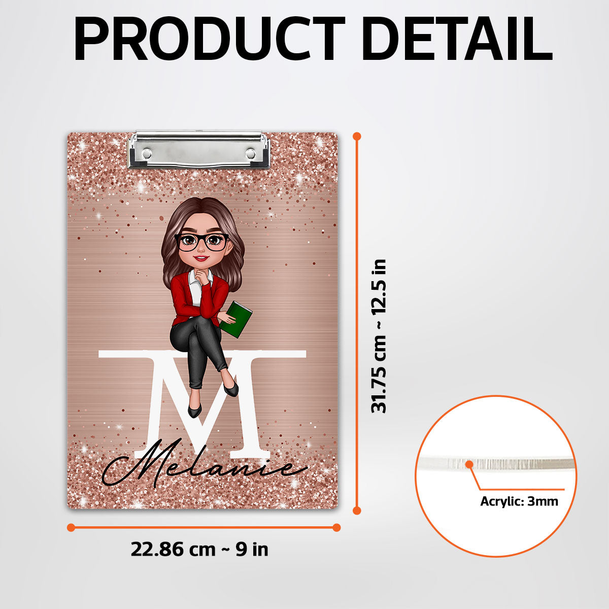 Teacher Sitting Personalized Clipboard, Appreciation Gift, Back To School Gift