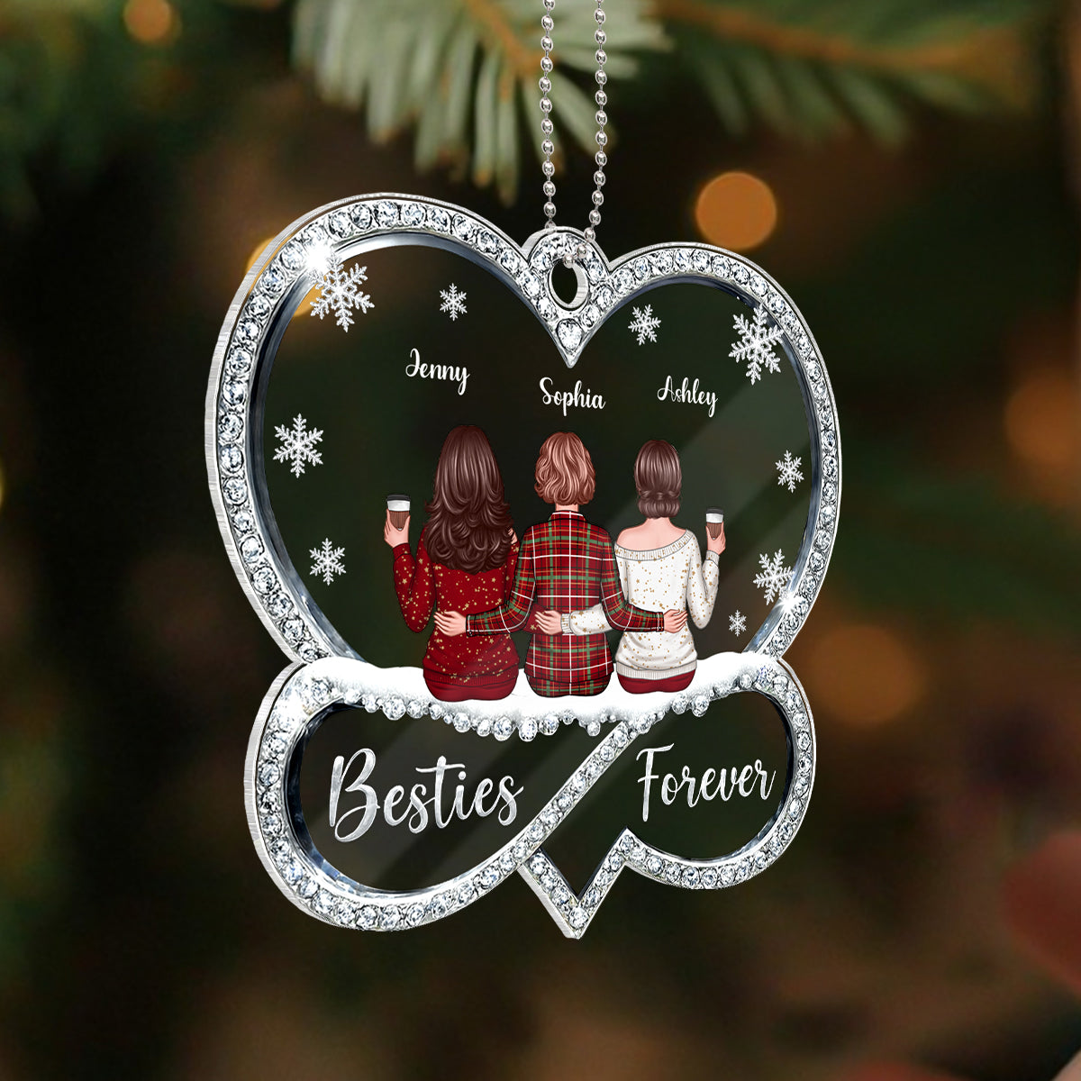 Sisters Forever Infinity Love 3D Crystal Effect - Personalized Acrylic Ornament - Christmas Gift for Sisters Siblings
