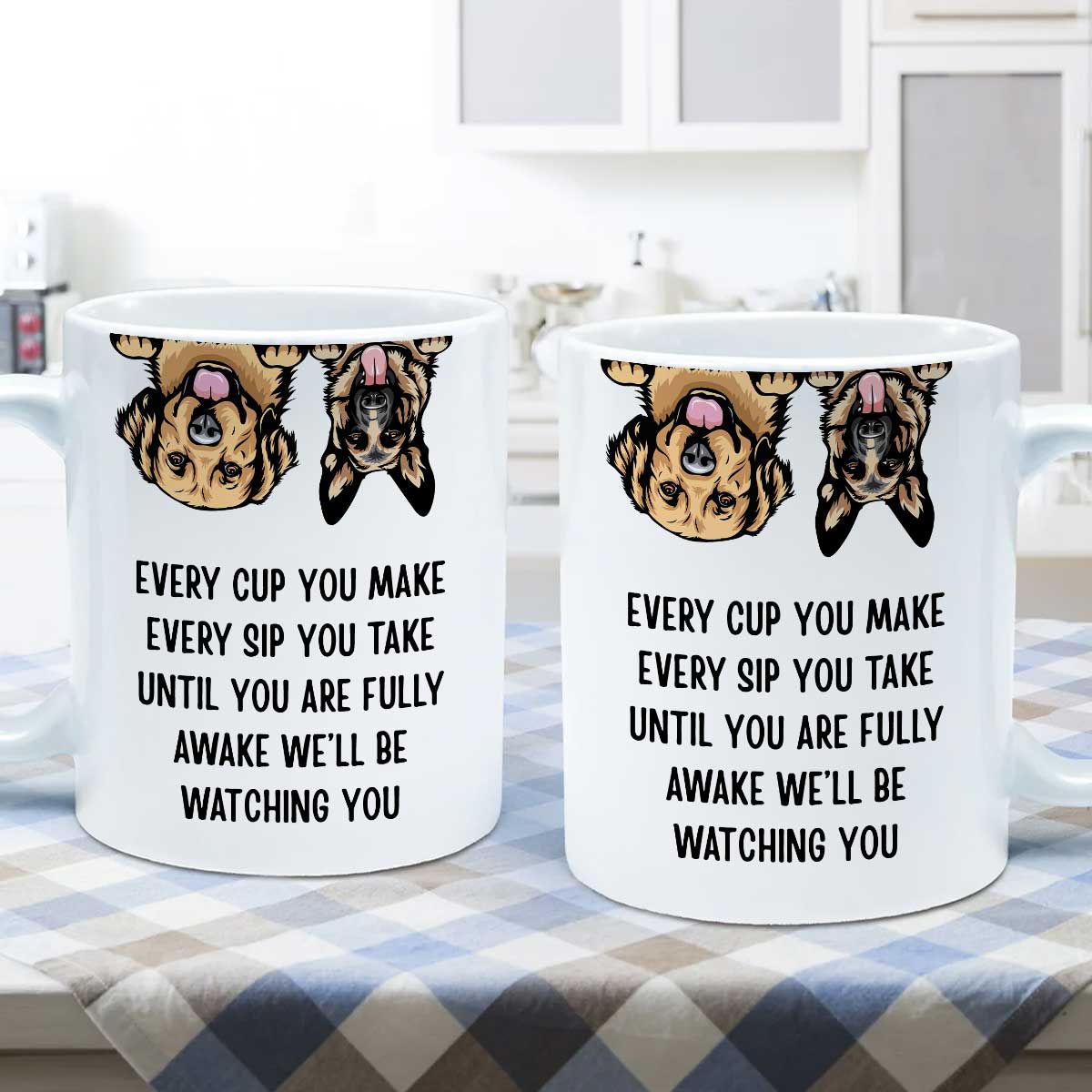 I‘ll Be Watching You Upside Down Peeking Dog Personalized Mug