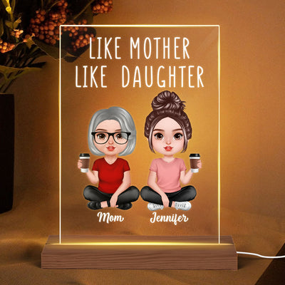Realistic Doll Like Mother Like Daughter Personalized Rectangle Acrylic LED Night Light