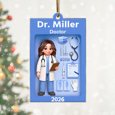 Doctor Action Figure 3D Effect - Personalized Acrylic Ornament - Special Christmas Gift For Doctor