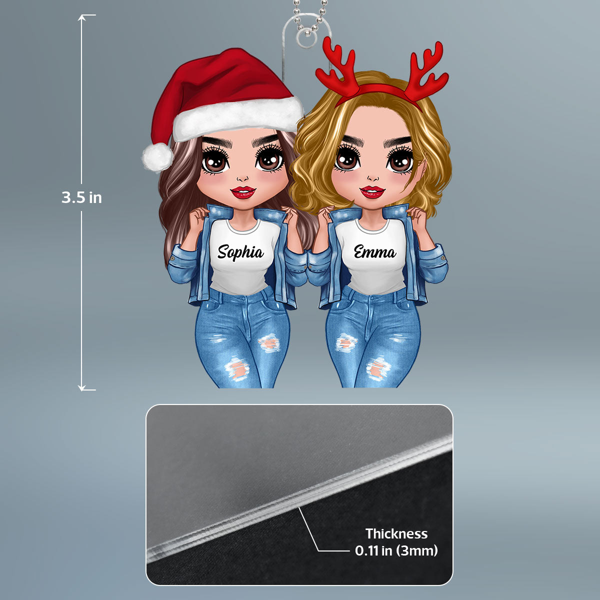 Cool Doll Besties Christmas Gift For Best Friends Sisters Personalized Acrylic Ornament