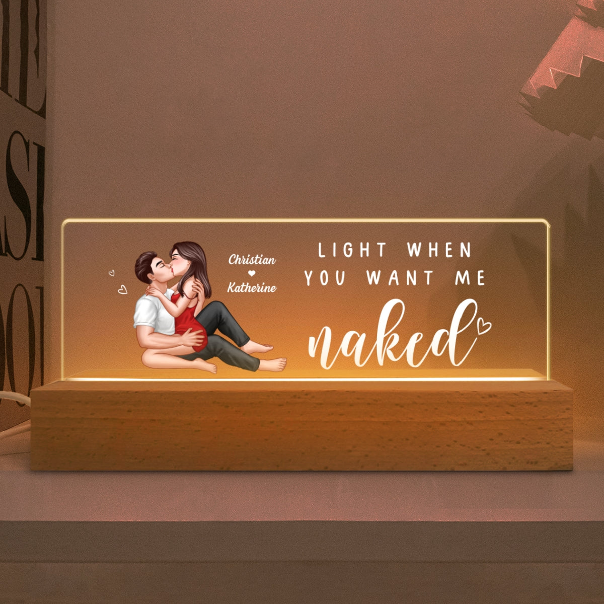 Light When You Want Me Naked Personalized LED Night Light, Gift For Him