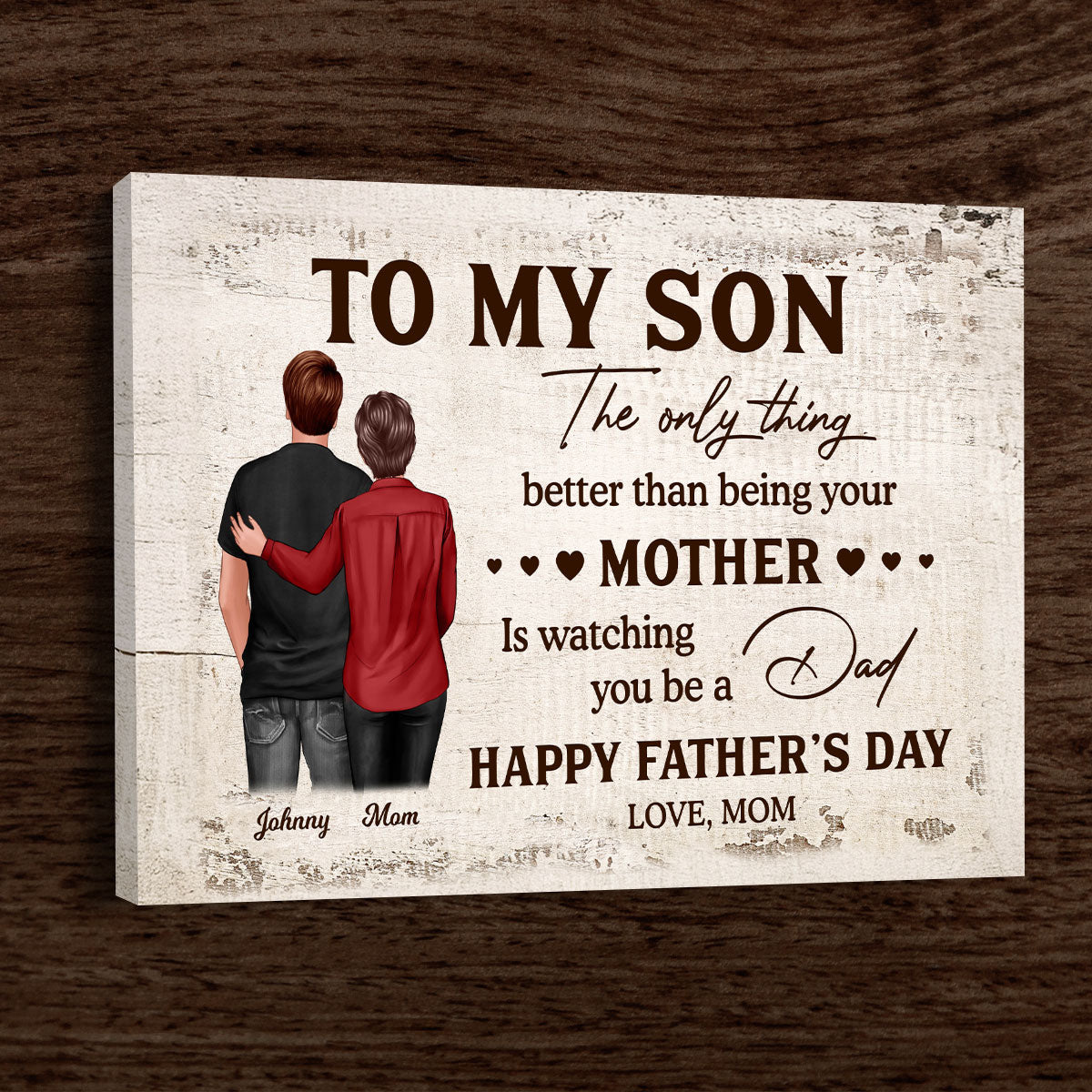To My Son From Mom Happy Father's Day Personalized Wrapped Canvas| Heartfelt Father's Day Gift For Son