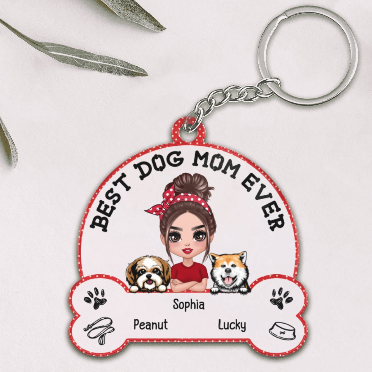 Best Dog Mom Ever Doll Woman & Dog Personalized Acrylic Keychain