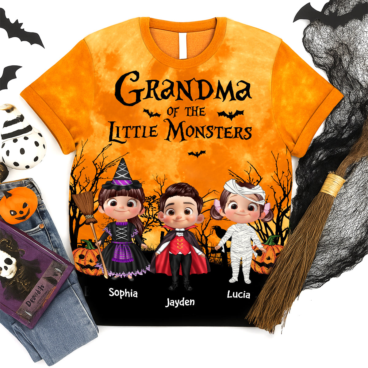 Halloween Mommy Daddy Grandma Grandpa Of The Little Monsters Cute Cartoon Kids Personalized 3D Shirt