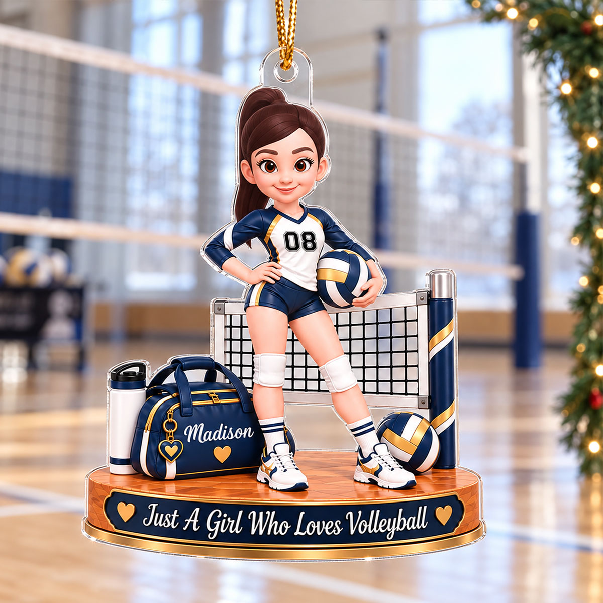 Just a Girl Who Loves Volleyball - Personalized Acrylic Ornament - Christmas Gift for Daughter, Granddaughter