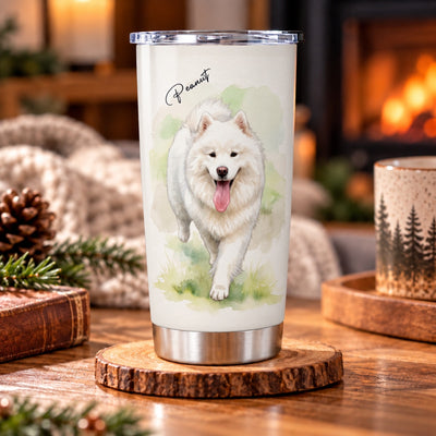Custom Dog Cat Watercolor Portrait from Photo - Personalized Tumbler - Christmas Gift for Dog Lovers, Memorial Gift