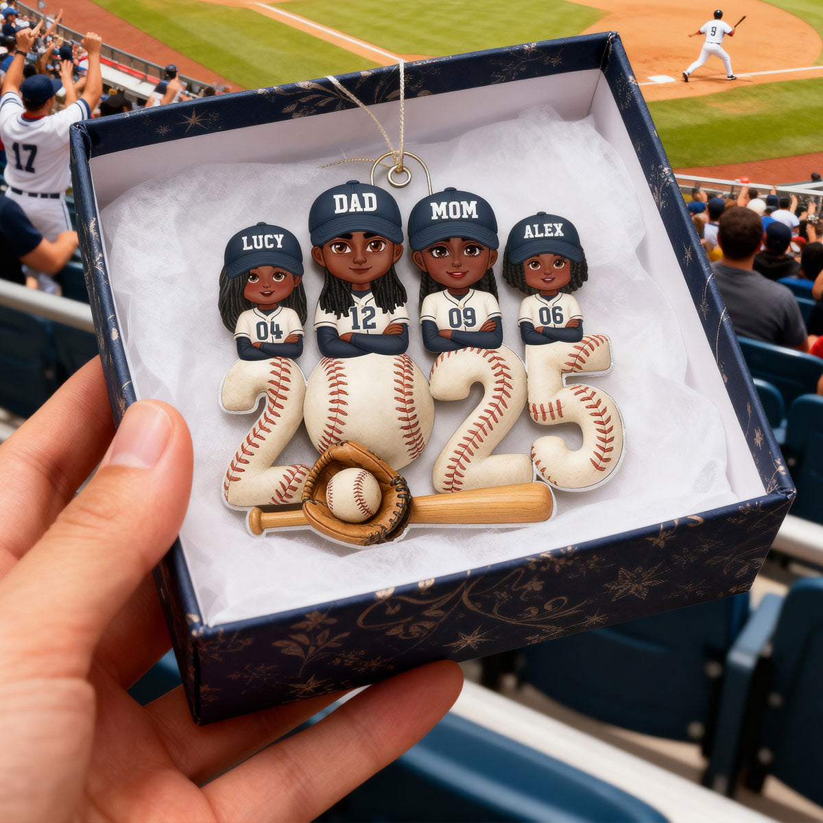 3D Effect Christmas Baseball Family Together We're A Team - Personalized Acrylic Ornament - Gift For Family