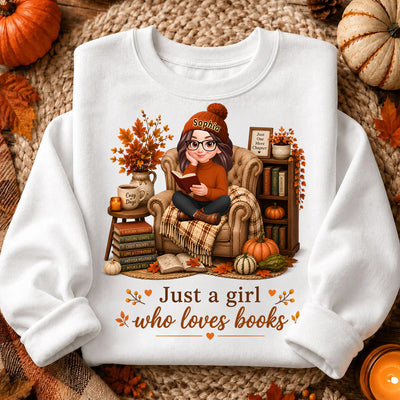 Cozy Reading Books Coffee Girl - Personalized Shirt - Fall Season Gift, Gift For Book Lovers
