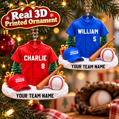 Proud Baseball Player Uniform - Personalized 3D Printed Ornament - Real 3D Ornament, Christmas Gift For American Football Players, Grandson, Son, Granddaughter, Daughter