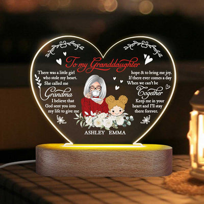 To My Granddaughter Grandson Personalized Heart Plaque LED Night Light