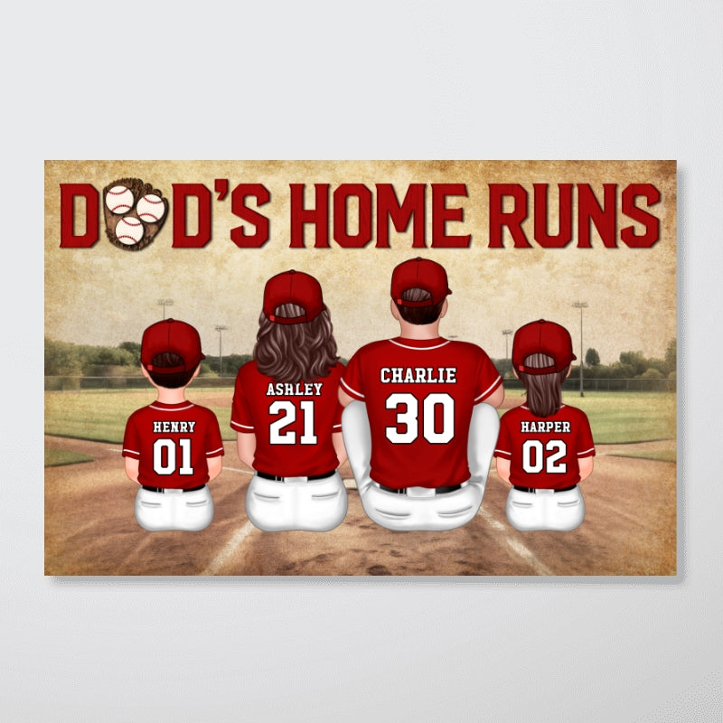 Baseball Family Dad's Home Run Personalized Poster, Gift For Dad