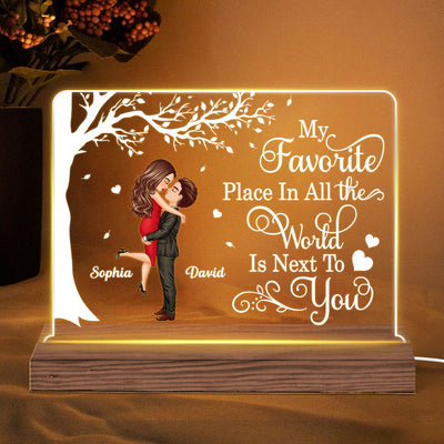 Favorite Place In The World Couple Kissing Personalized LED Night Light