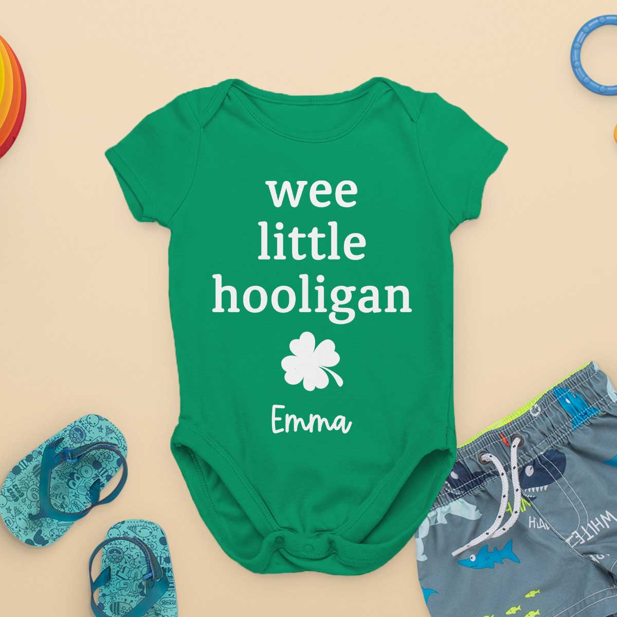 Wee Little Hooligan Custom Baby Name St. Patrick's Day Personalized Baby Onesie