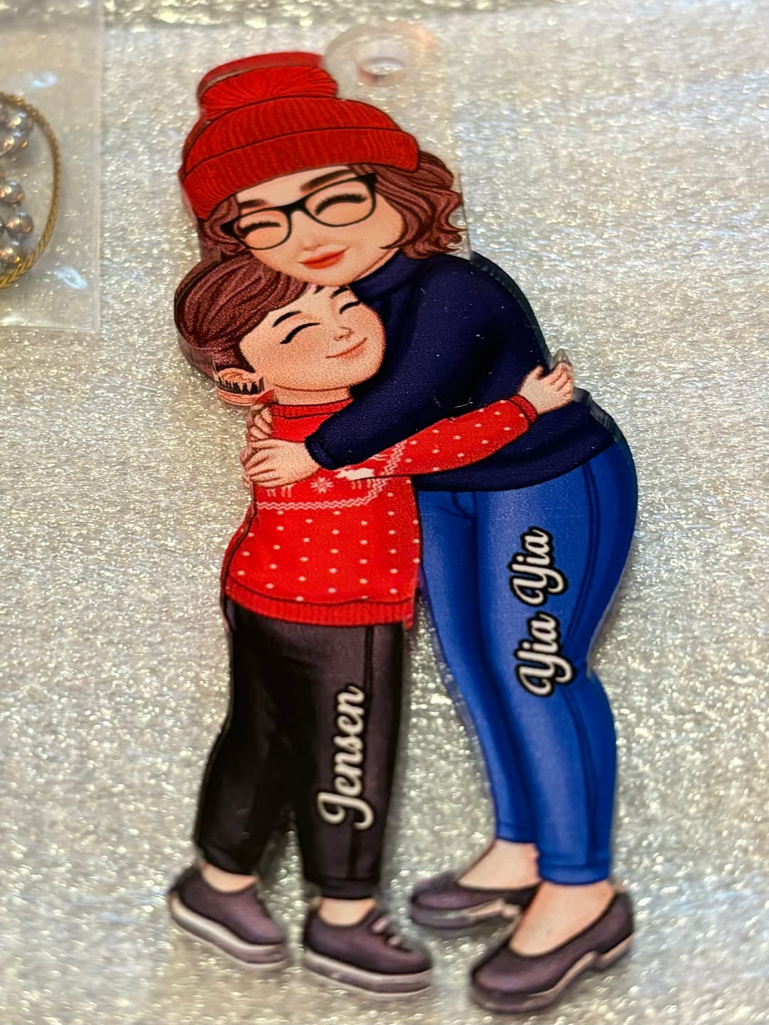 Grandma & Grandkid Hugging Christmas Gift For Granddaughter Grandson - Personalized Acrylic Ornament - Gift For Granddaughter, Grandson