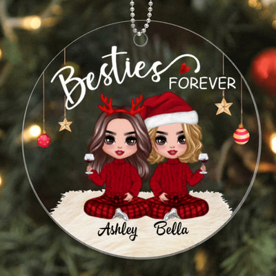 There's No Greater Gift Than Sisters Doll Besties Christmas Checkered Pants Personalized Acrylic Ornament