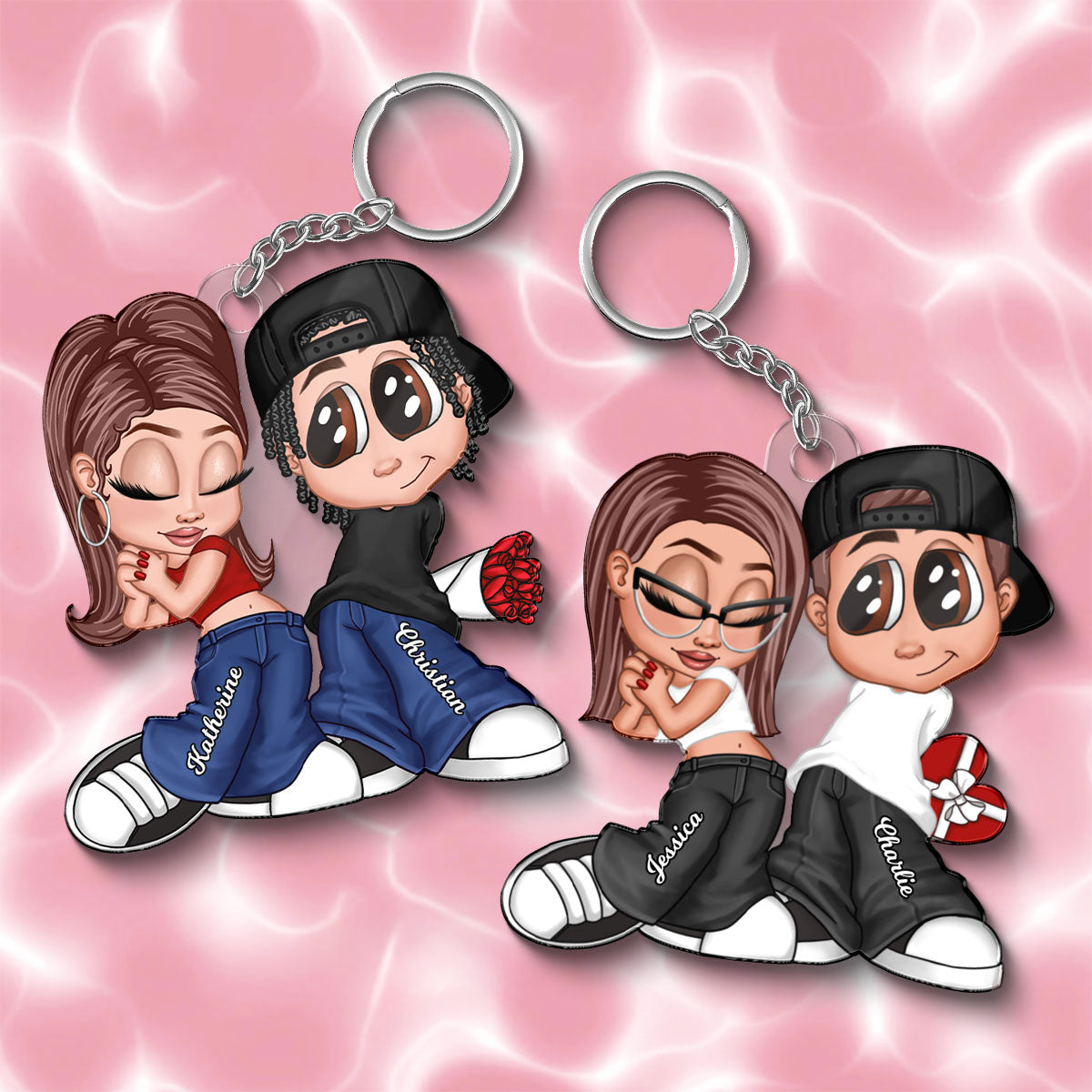 Y2K Couple - Personalized Acrylic Keychain - Unique Valentine's Day Gift For Him, Gift For Her