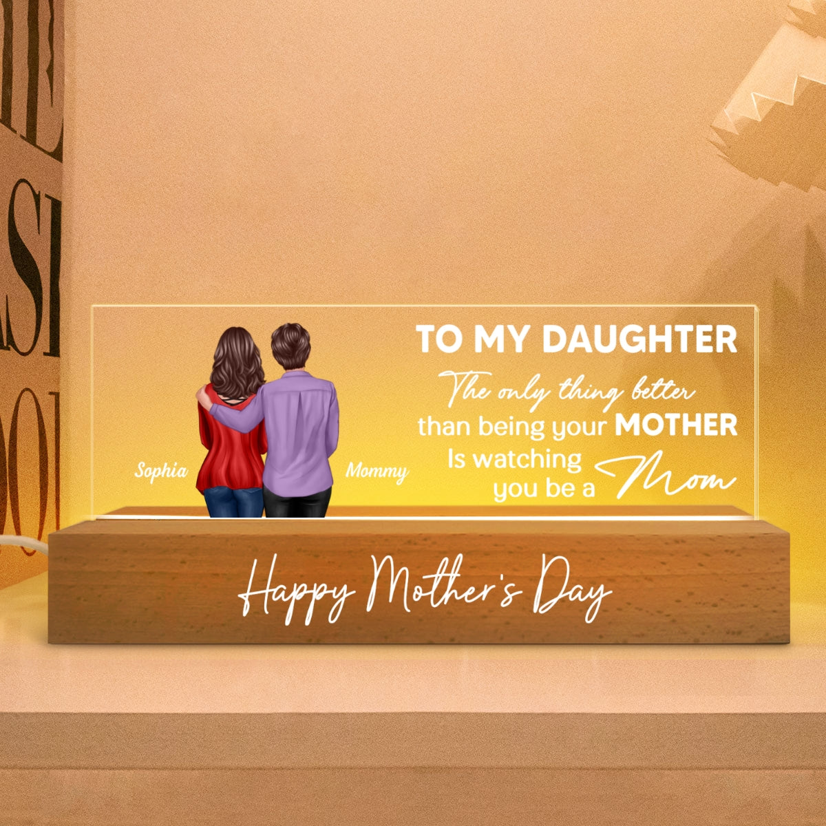 To My Daughter From Mom Personalized Acrylic Block LED Night Light