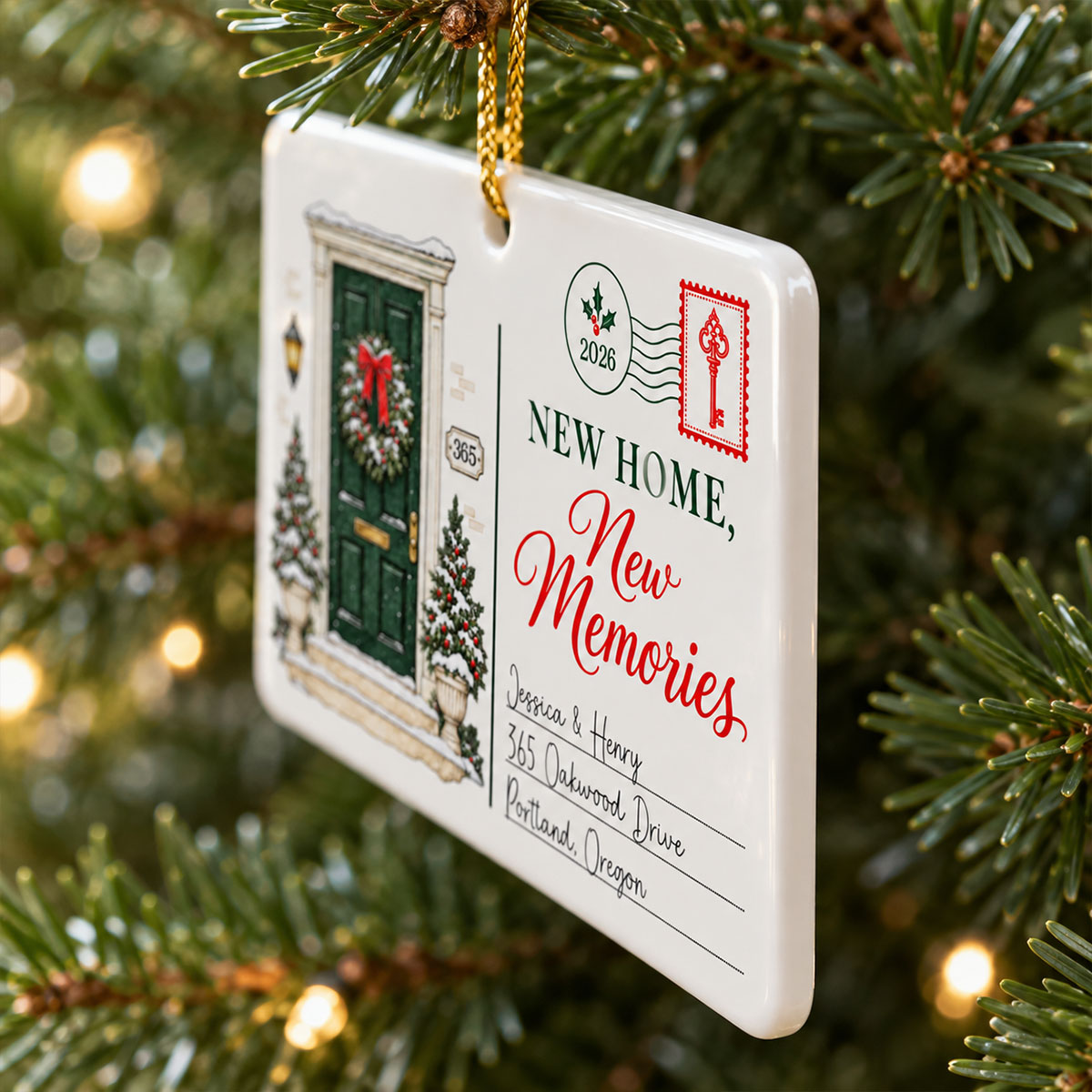 First Christmas In New Home - Personalized Ceramic Ornament – New Home Keepsake, Housewarming Gift for Couple