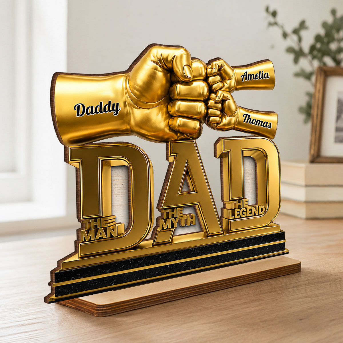 Dad The Man The Myth The Legend - Personalized 2-Layered Wooden Plaque - Father's Day Gift for Dad, Husband