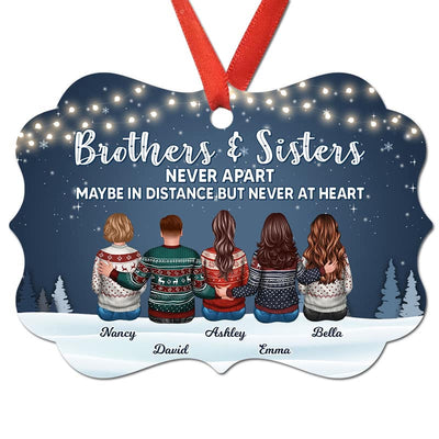 Brother Sisters Never Apart Family Sibling Personalized Christmas Ornament