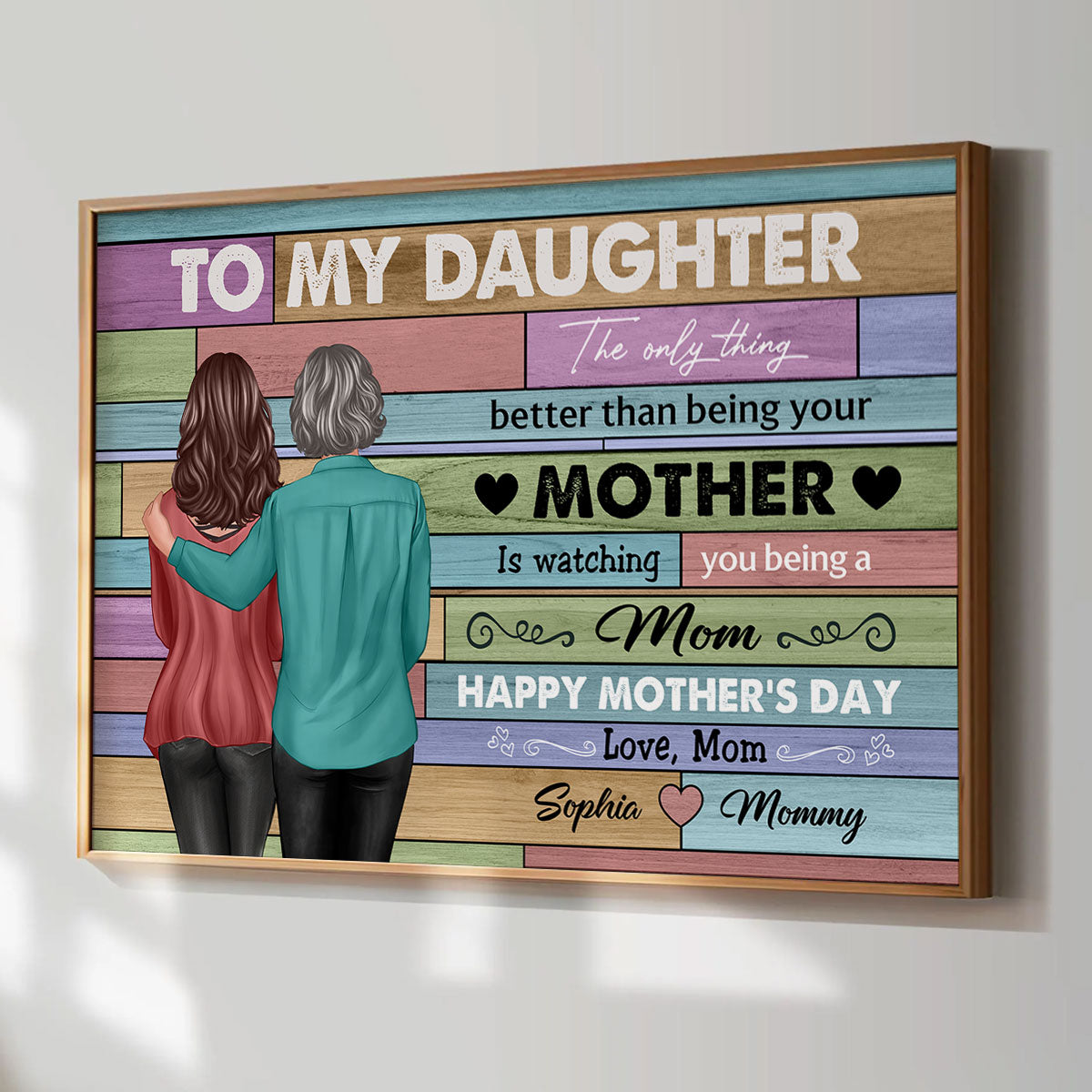 To My Daughter From Mom Happy Mother's Day Beautiful Color Palette Personalized Poster, Heartfelt Gift For Daughter