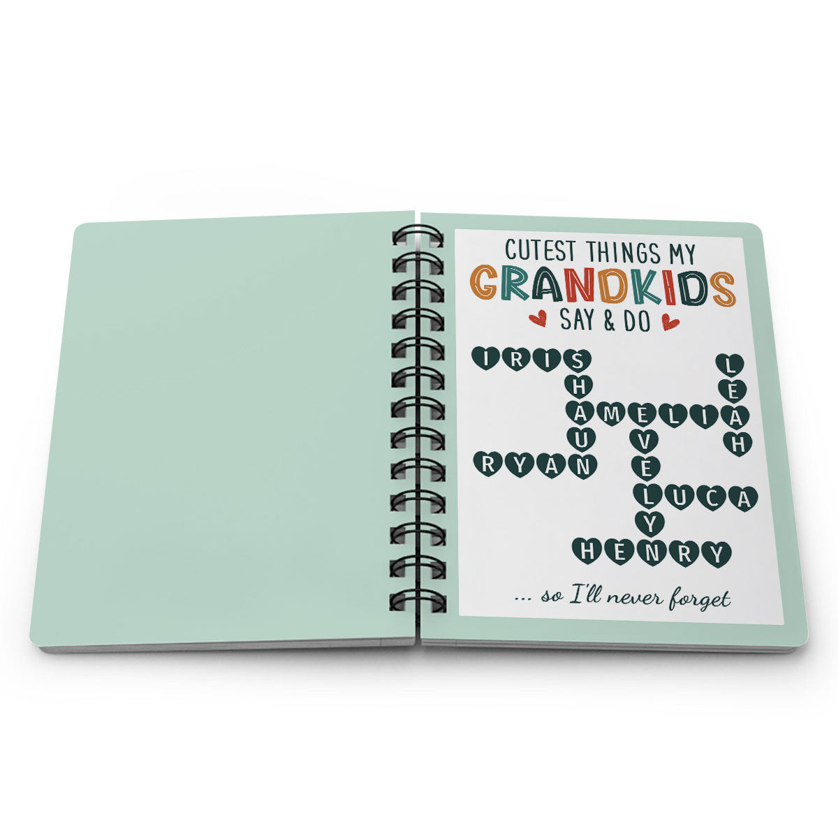Cutest Things My Grandkids Say & Do Crossword Puzzle Personalized Spiral Notebook Journal, Memory Book
