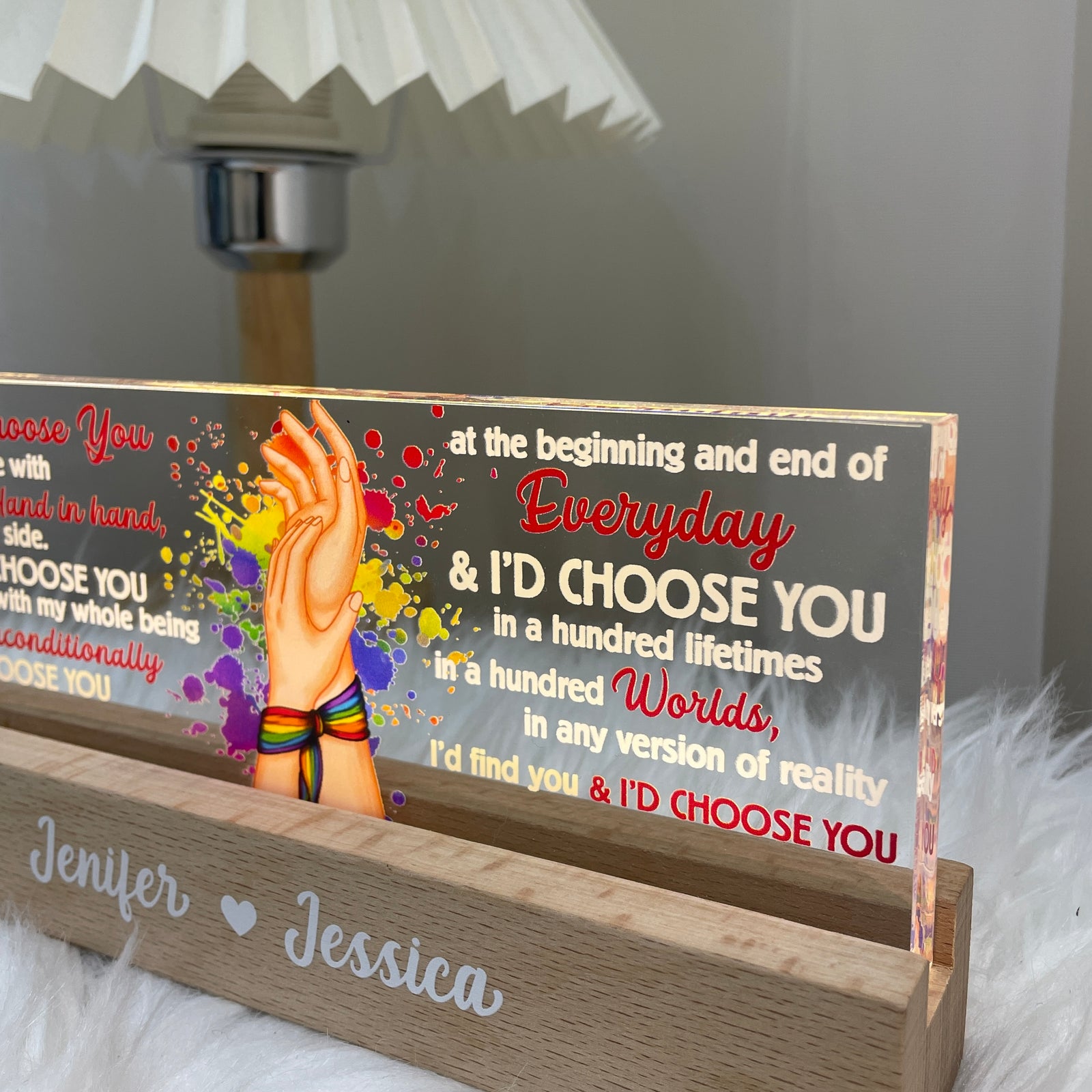 I Choose You LGBTQ+ Gift Personalized Acrylic Block LED Night Light